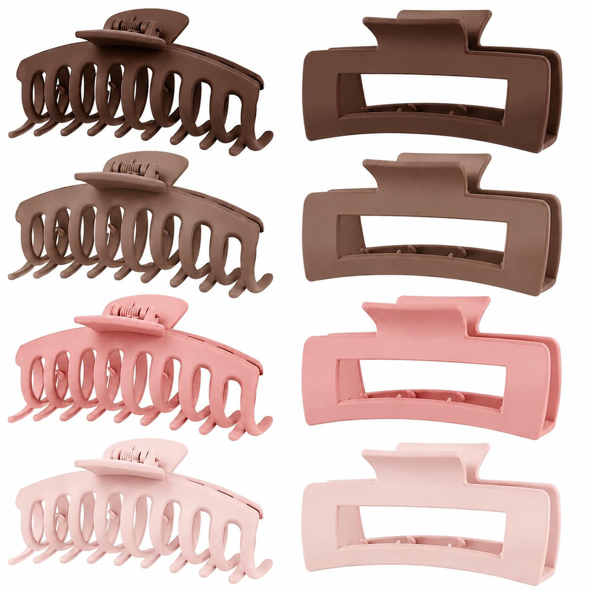 TOCESS 8 Pack Big Hair Claw Clips for Women Large Claw Clip for Thin Thick Curly Hair 90's Strong Hold 4.33 Inch Nonslip Matte Jumbo Jaw Clips (8 Pcs)