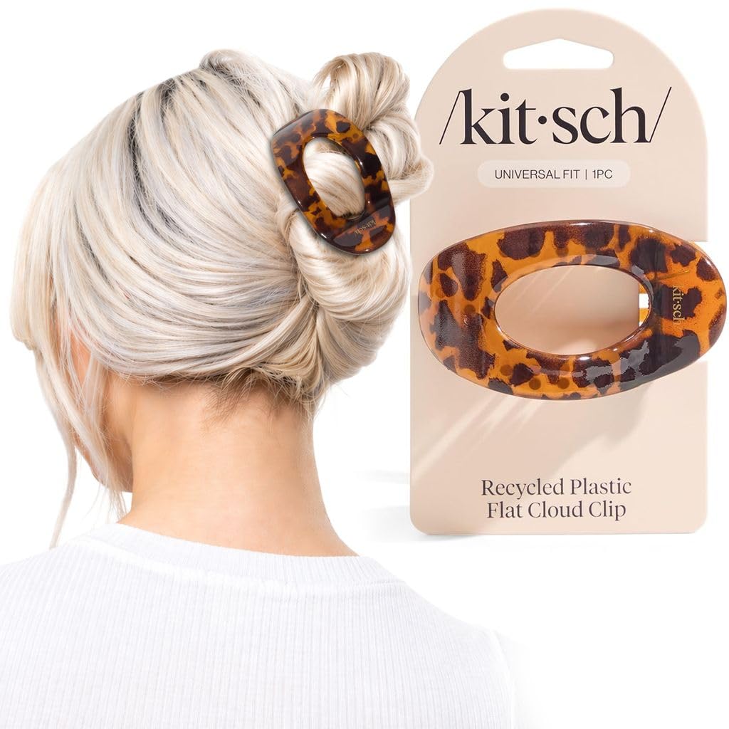 Kitsch Large Flat Claw Clip for Women - Tortoise, 1pc