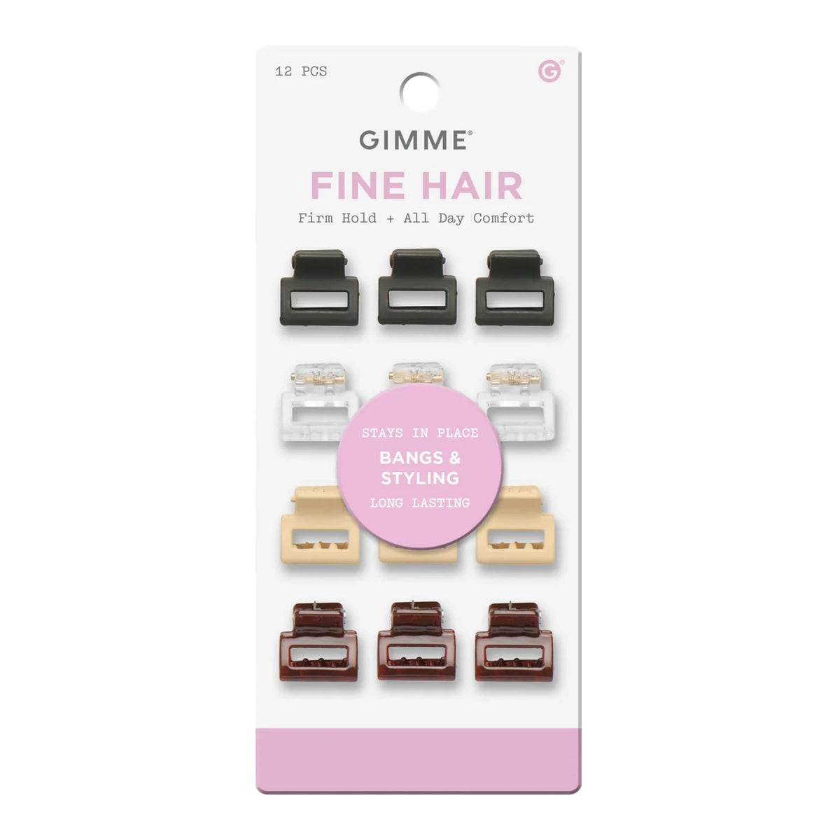 Gimme Beauty Lay Flat Claw Clip Set, Fine Hair, 8 Pack