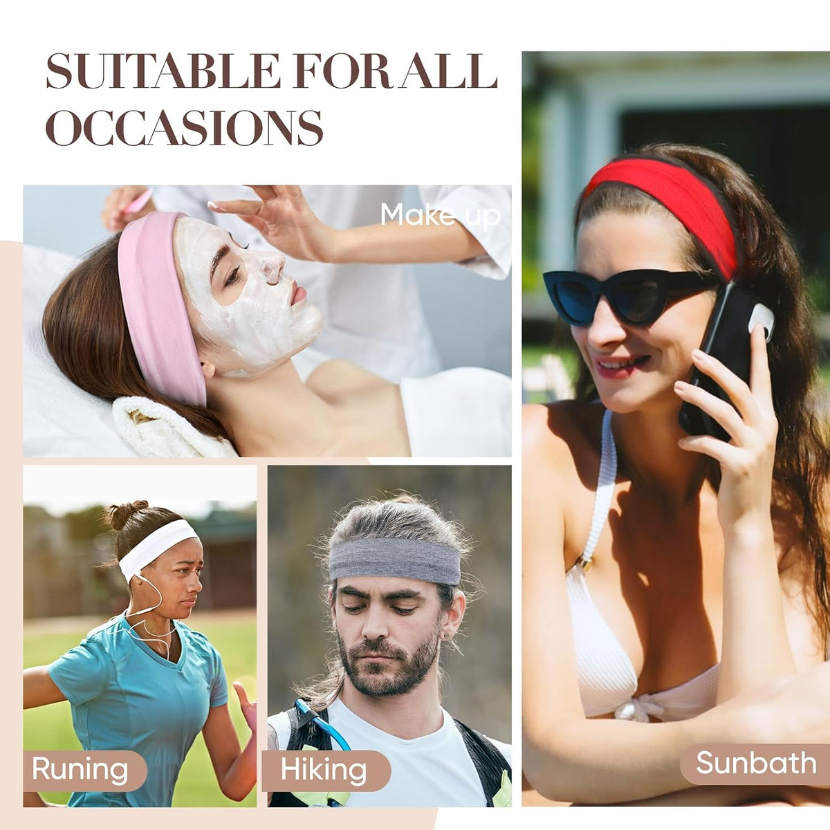 9 Pack Headbands for Women Non Slip - Elastic Hair Bands for Women's Hair
