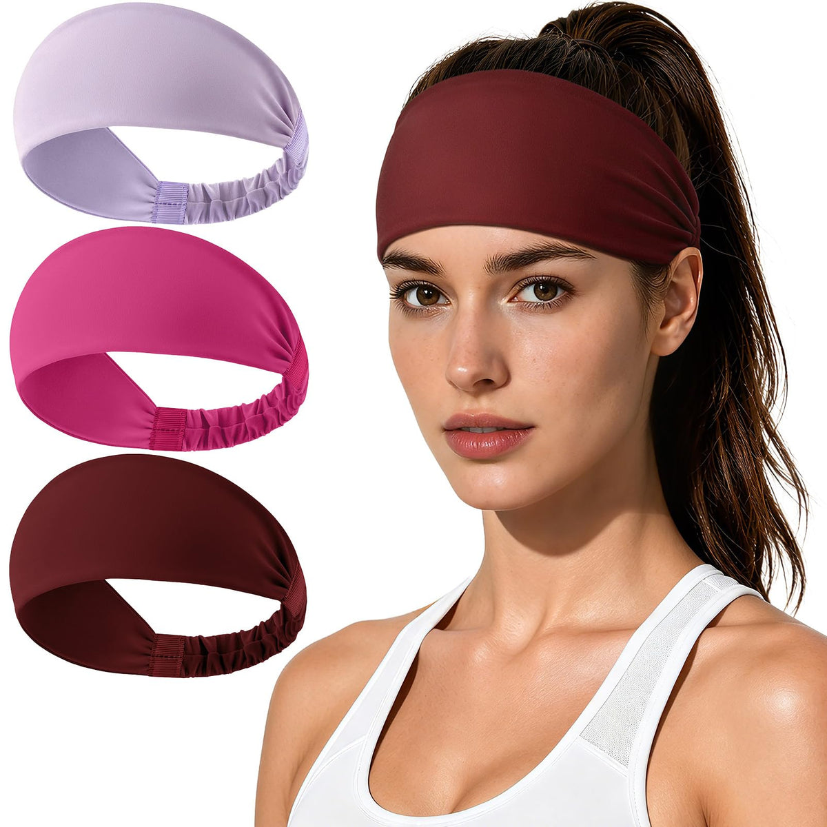 Sweat Band Wide Headband Sports Running Workout Moisture Wicking