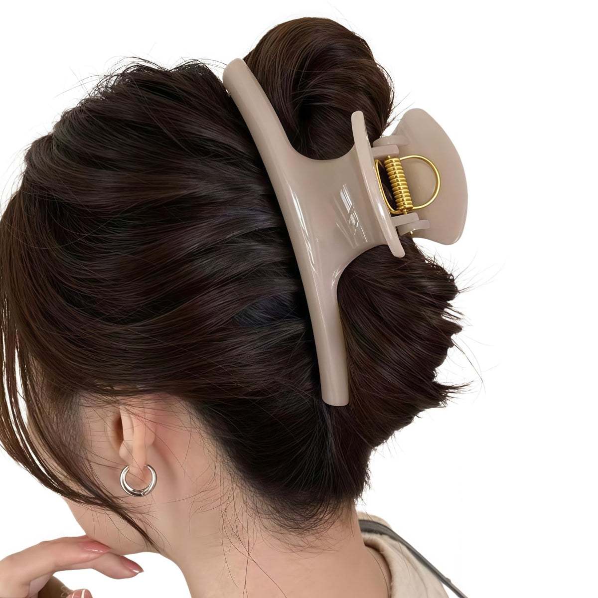 5.9 Inch Extra Large Hair Clips for Women, Glossy Big Butterfly Claw Clips for Thick Long Hair, Non Slip & Strong Hold, Jumbo Lady Shower Claw Clip, Neutral Hair Claws (Chocolate Brown)