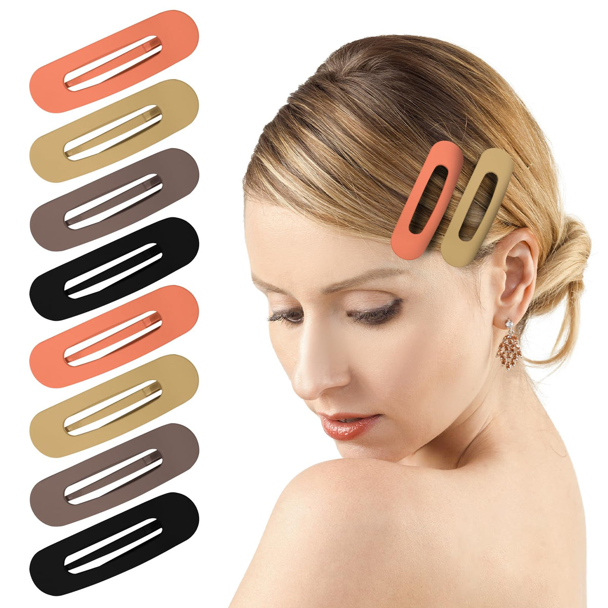 8-Pack Flat Hair Clips for Women, 3.1-Inch Flat Claw Clips, Coffee Mix