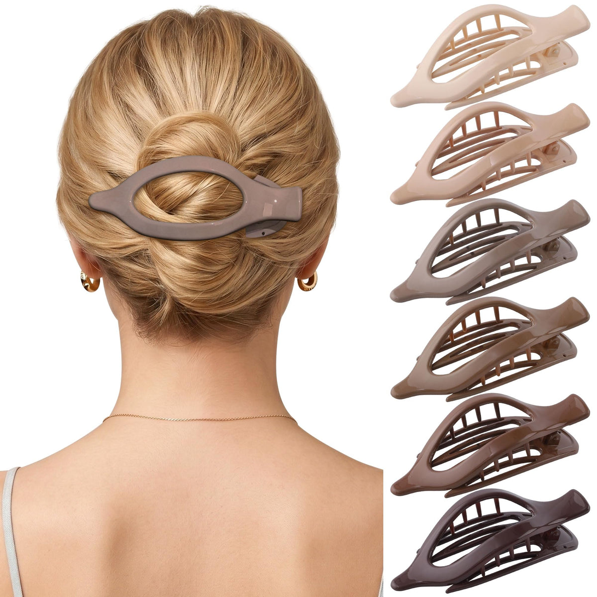 AWAYTR 6Pcs French Flat Hair Clips, Lay Flat Claw Clip for Women