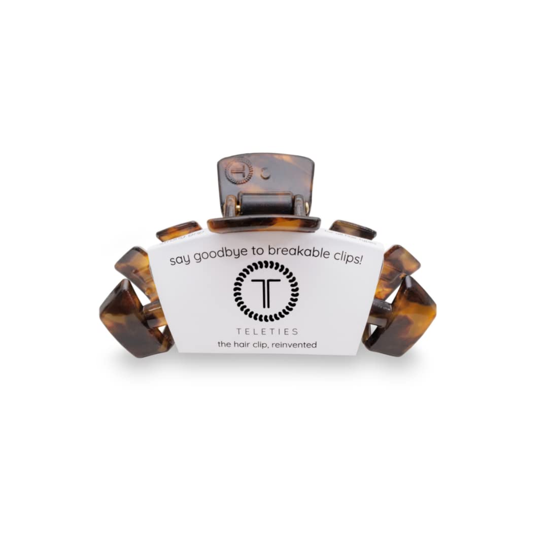 TELETIES - Medium Hair Clip - Strong Grip, Bendable Teeth, Comfortable Curved Design - Ideal for Medium-Thick Hair - For All Hair Textures - Coconut White