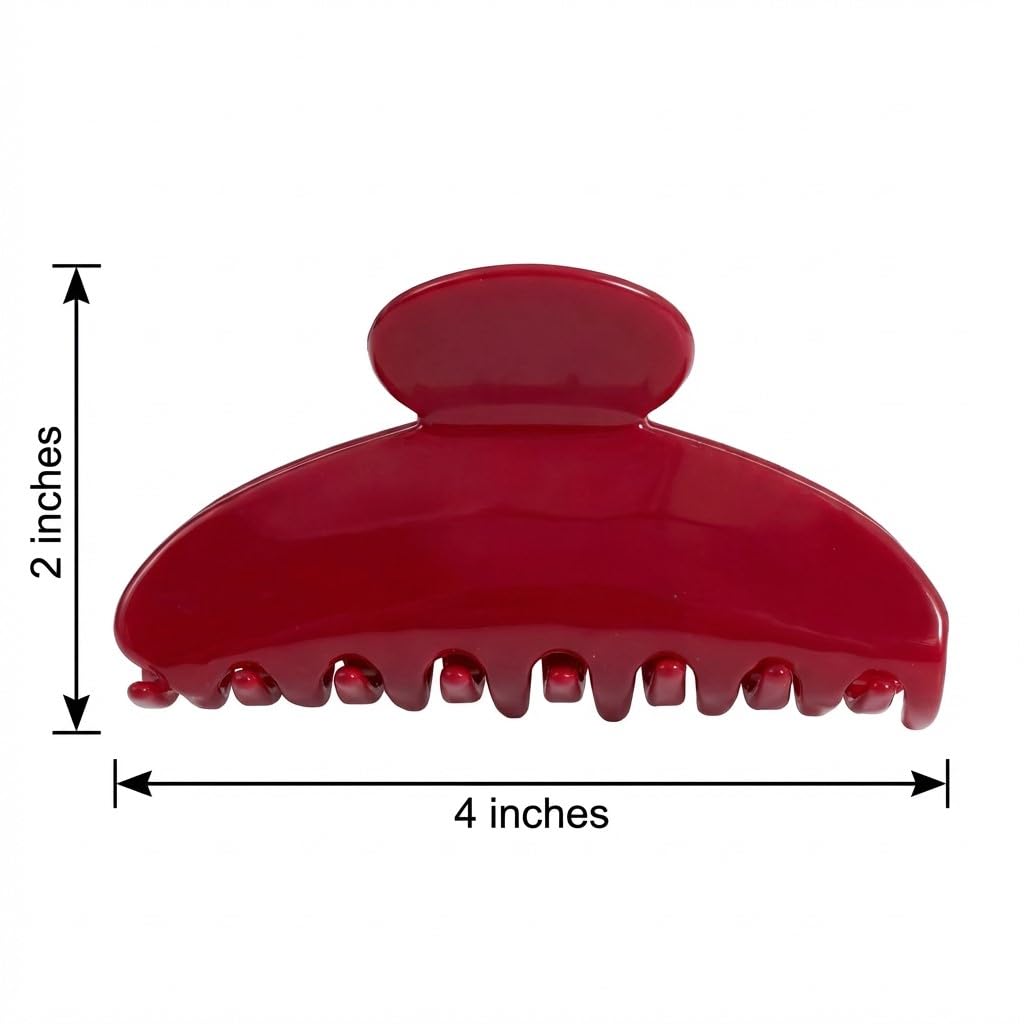 Red Claw Clip, 4 In Large Acetate Hair Clip for Women