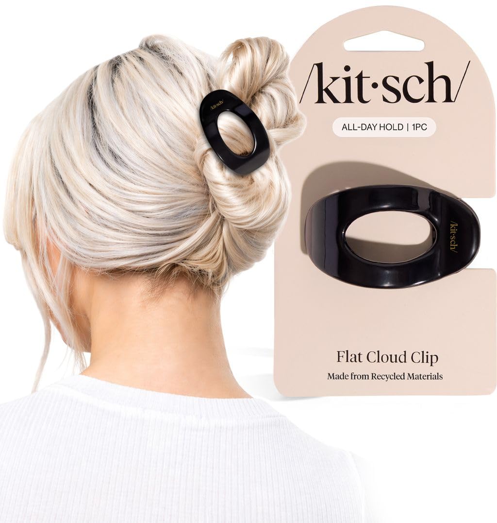 Kitsch Small Flat Claw Clip for Women - Black, 1pc