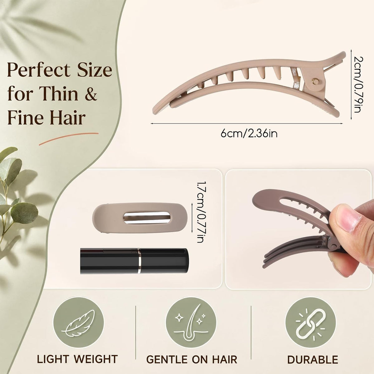 10Pcs Small Flat Hair Clips for Women Thin Fine Hair Flat Claw Clips