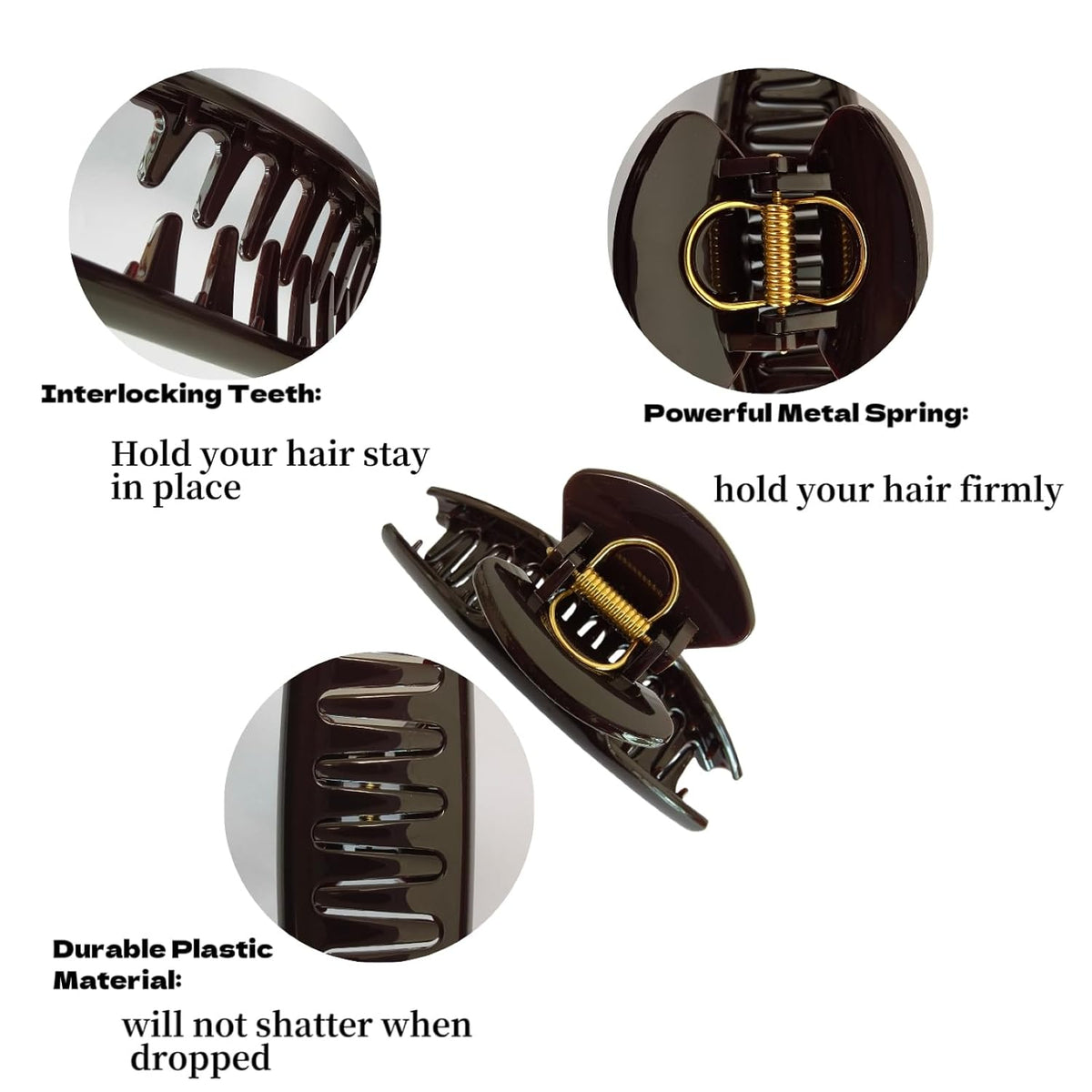 5.9 Inch Extra Large Hair Clips for Women, Glossy Big Butterfly Claw Clips for Thick Long Hair, Non Slip & Strong Hold, Jumbo Lady Shower Claw Clip, Neutral Hair Claws (Chocolate Brown)