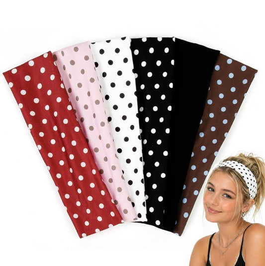 TERSE Polka Dot Headbands for Women Trendy Women Hair Accessories: Cute Head Bands for Women's Hair Fashion Hairbands 6PCS