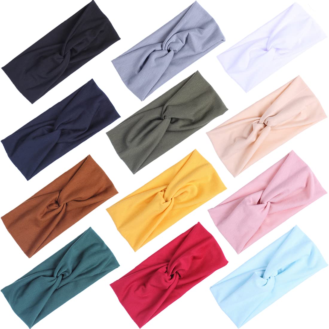 Kachanaa 8 Pack Wide Non-Slip Boho Women's Headband - Elastic Large African Turban Headwrap Ideal for Yoga,Workouts,Running - Non-Slip Design for Women