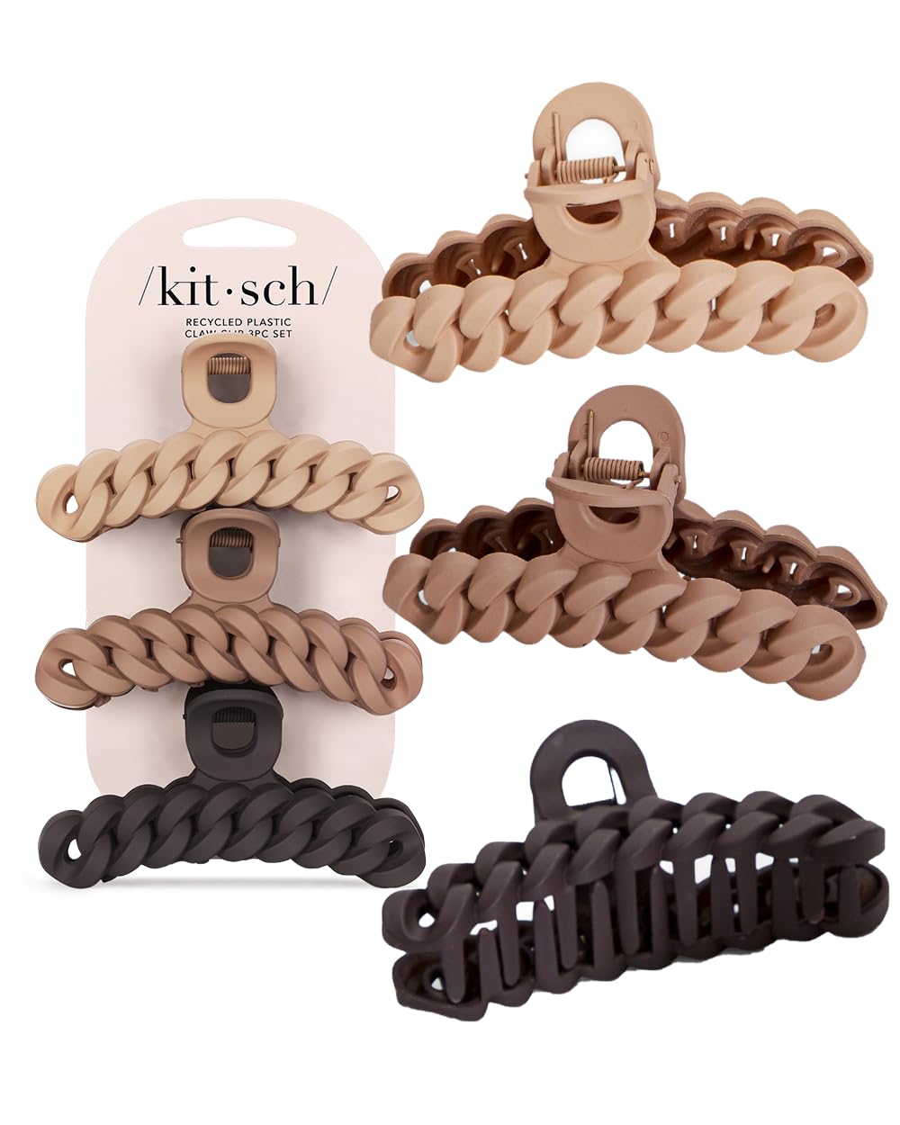 Kitsch Medium Hair Clips for Women - Black and Tort, 2pcs