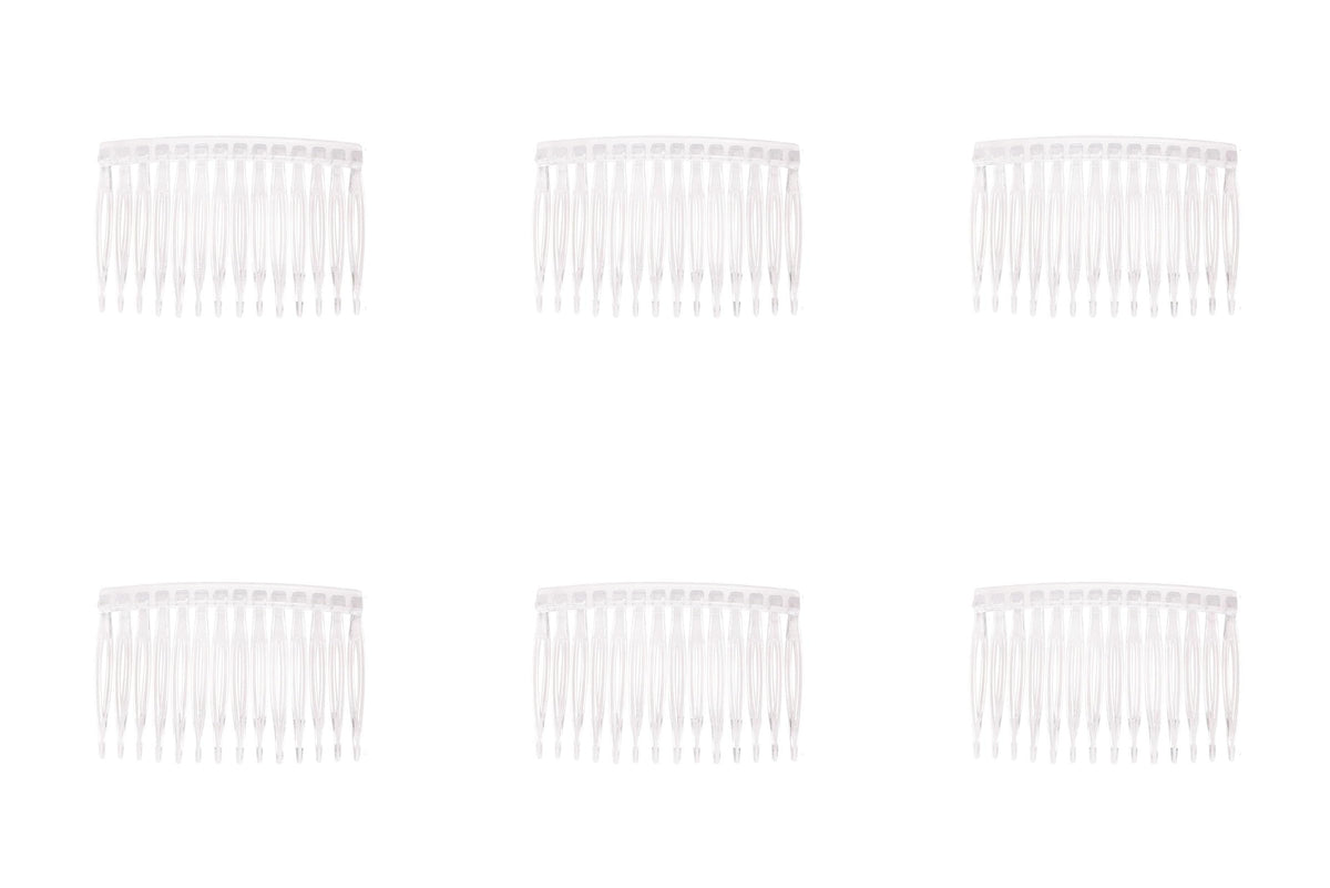 6 Pcs 14 Teeth Hair Side Comb Twist French Vintage 7x5 cm (Dark Brown)