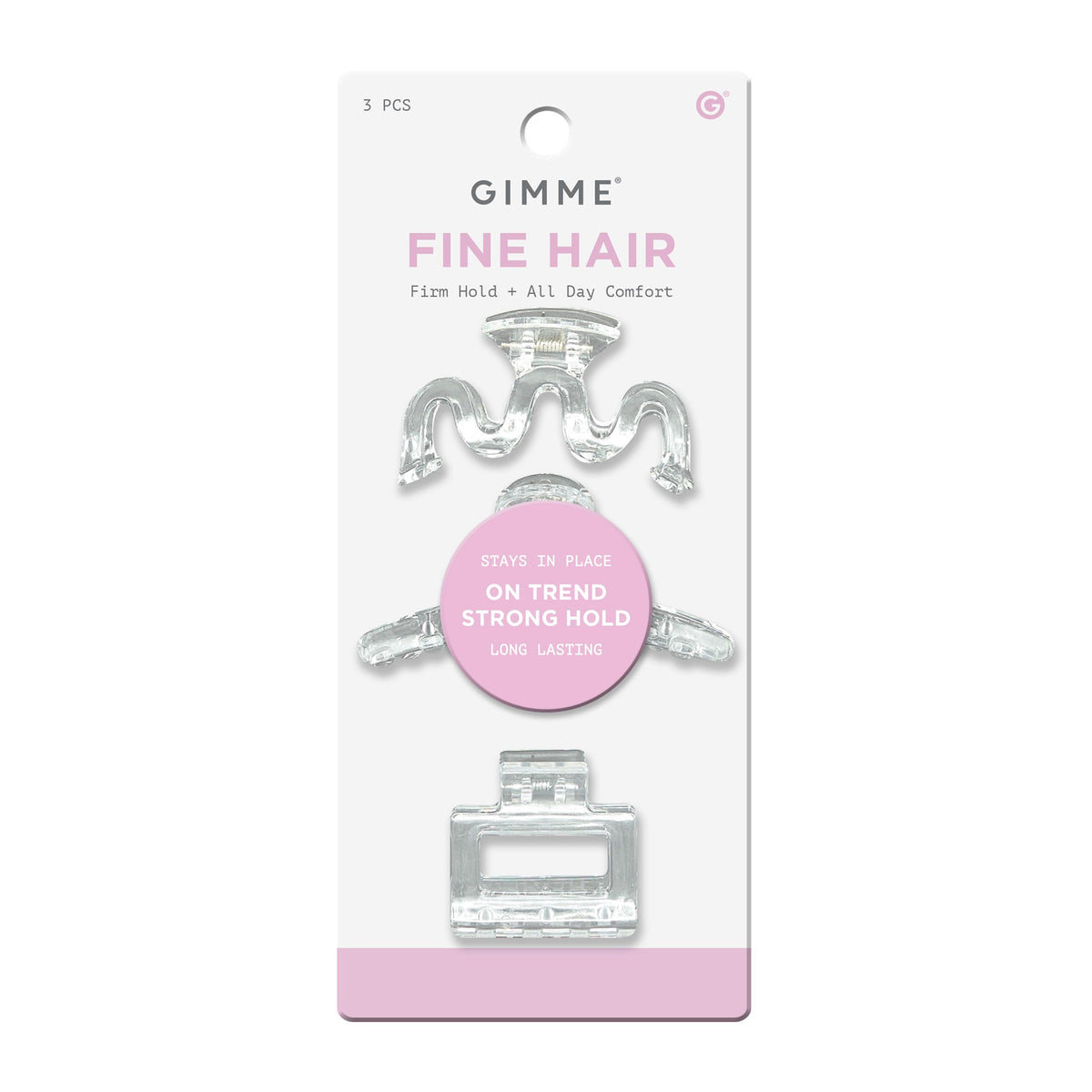 Gimme Beauty Lay Flat Claw Clip Set, Fine Hair, 8 Pack