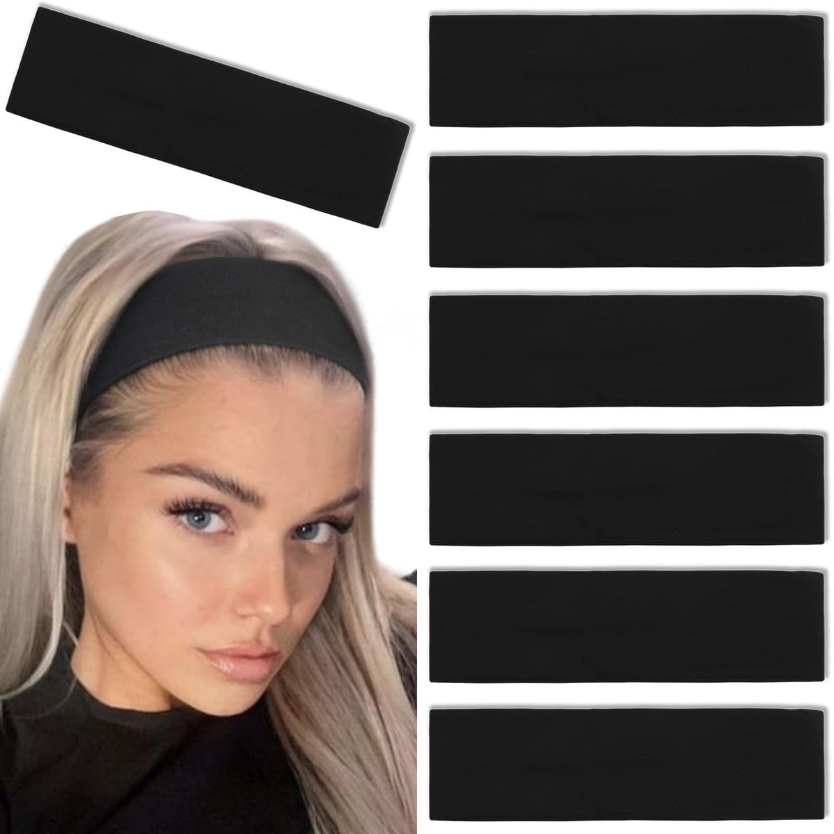Trendy Non-Slip Headbands Set for Women - 7PCS Elastic Soft Thick Cotton Cloth Headbands for Yoga, Running, Workout, and Sports