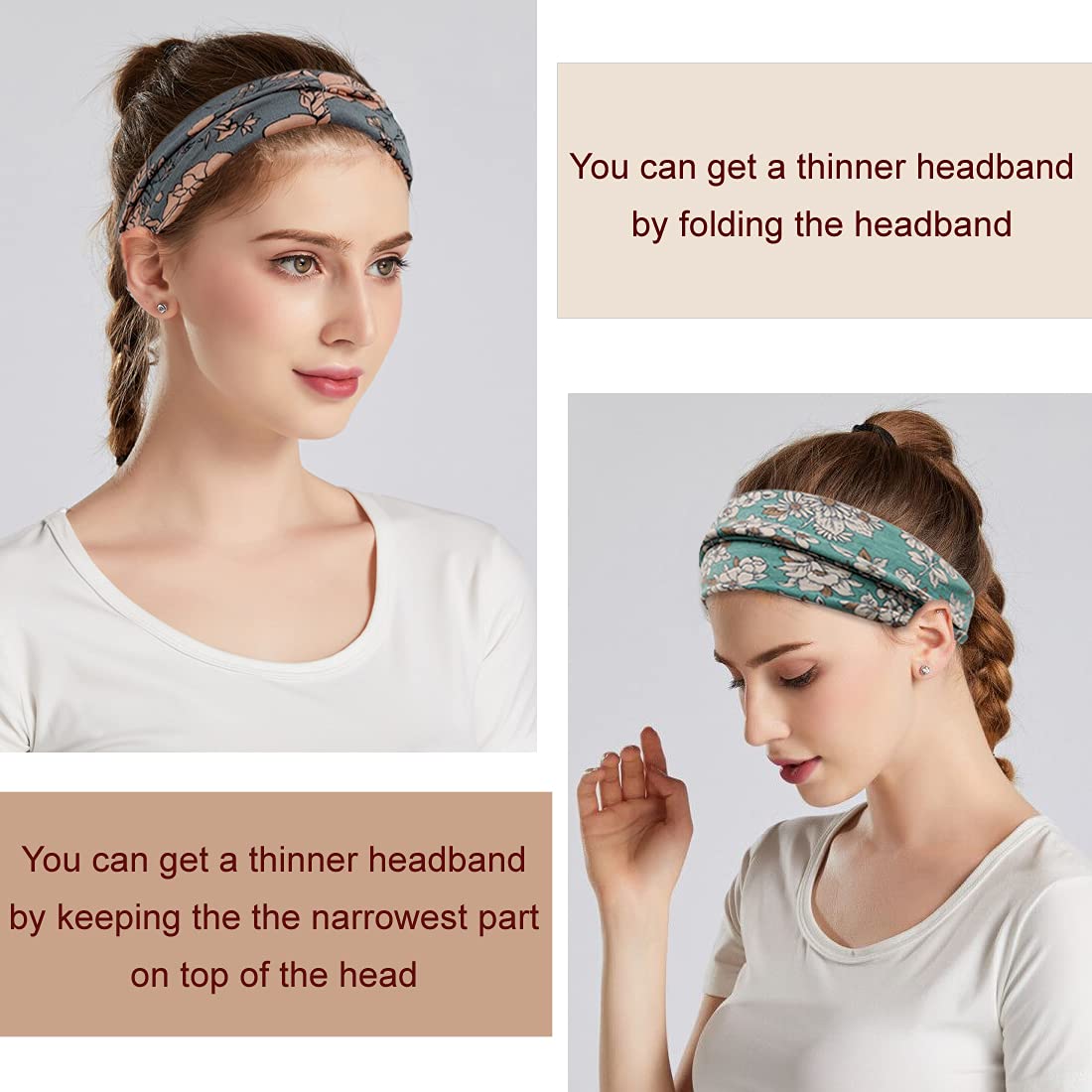 YONUF 6 Pack Headbands for Women, Boho Wide Head Bands & Hair Accessories