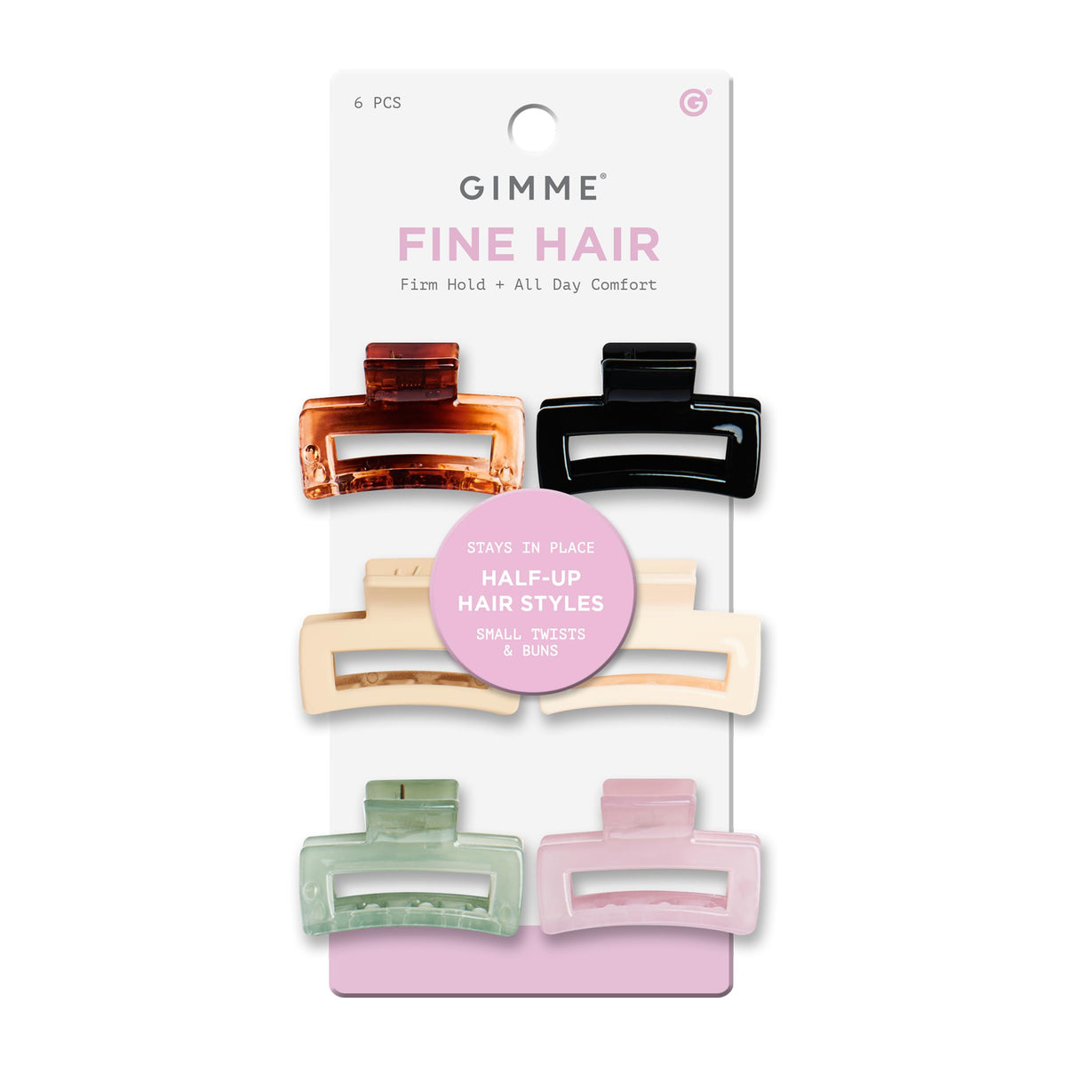 Gimme Beauty Lay Flat Claw Clip Set, Fine Hair, 8 Pack