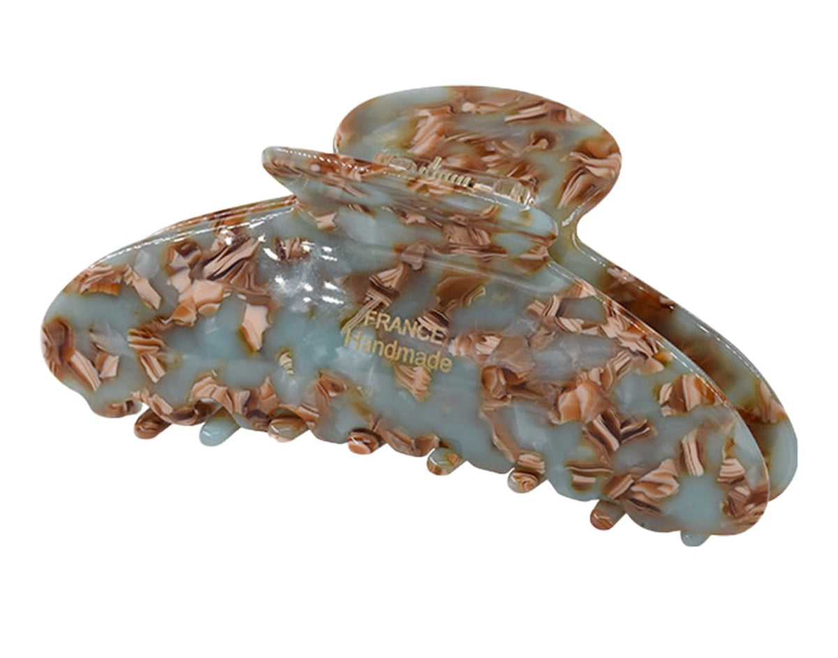 Wenlly large tortoise shell claw clip, 4.1 Inch cellulose acetate hair claw clips, marble non-slip strong hair hold barrettes for women and girls, brown