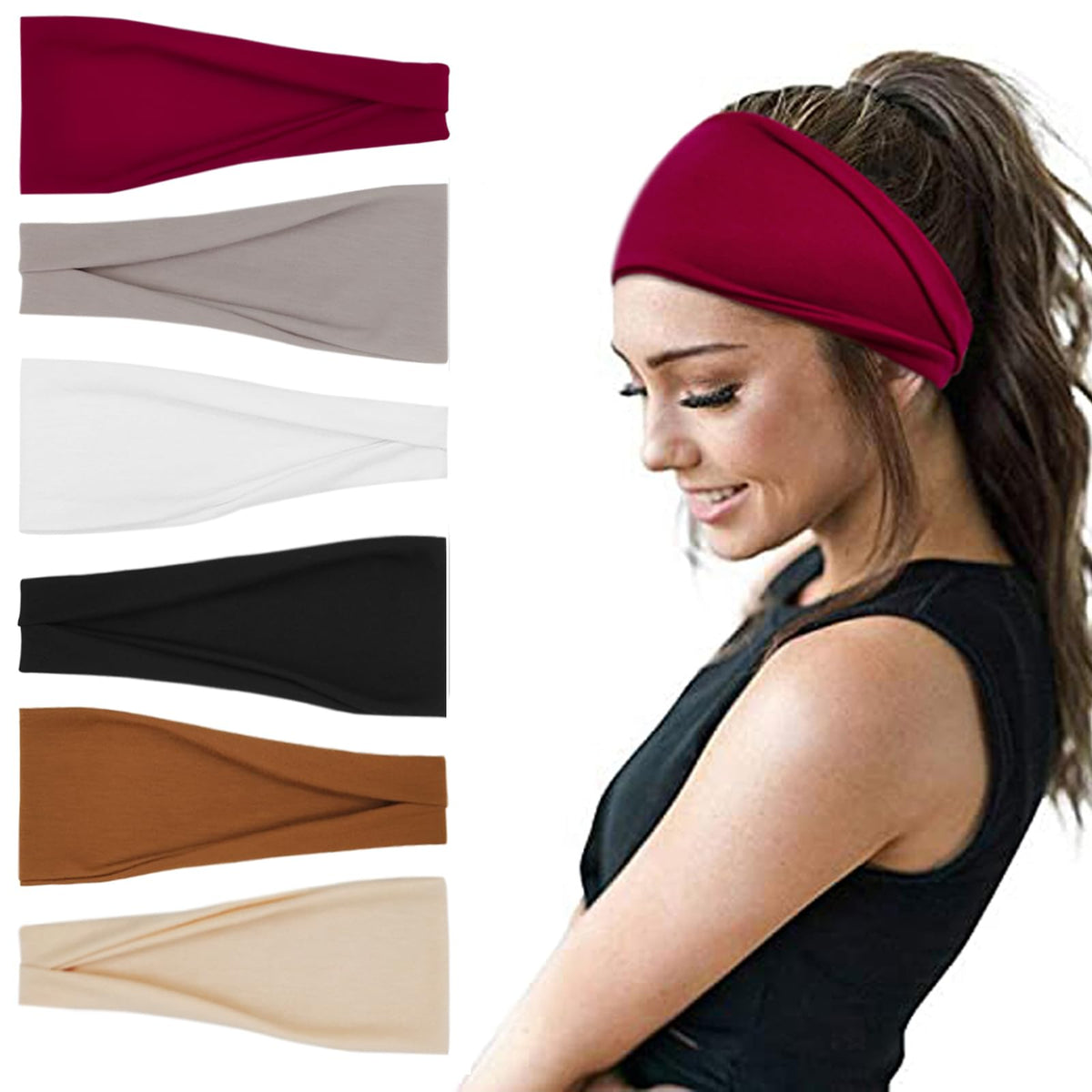 YONUF 6 Pack Headbands for Women, Boho Wide Head Bands & Hair Accessories