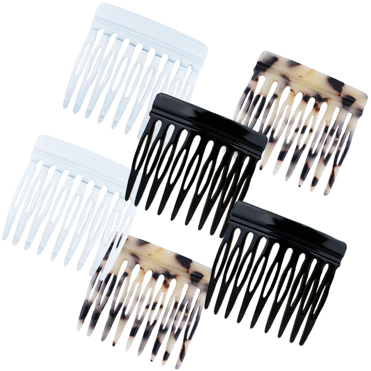 6 Pcs French Hair Side Combs for Women Bun Small Twist Hair Decorative, Strong Hold Clips for Women Bun(Brown, Black)
