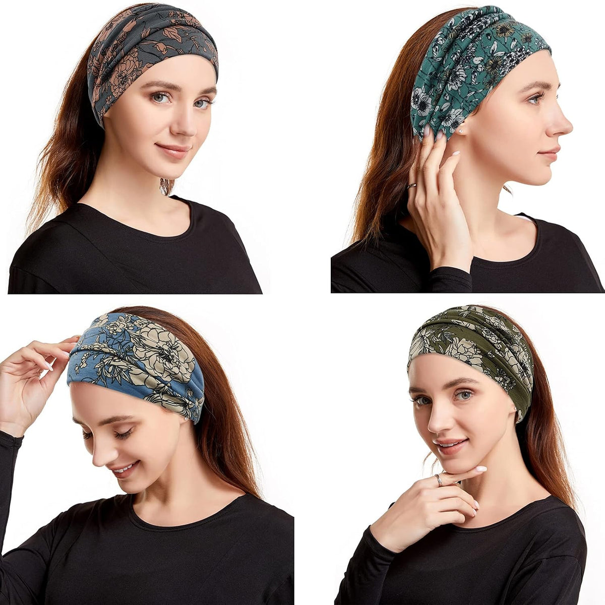 YONUF Wide Headbands for Women, 4 Pack Boho Knotted Head Bands Daily Wear