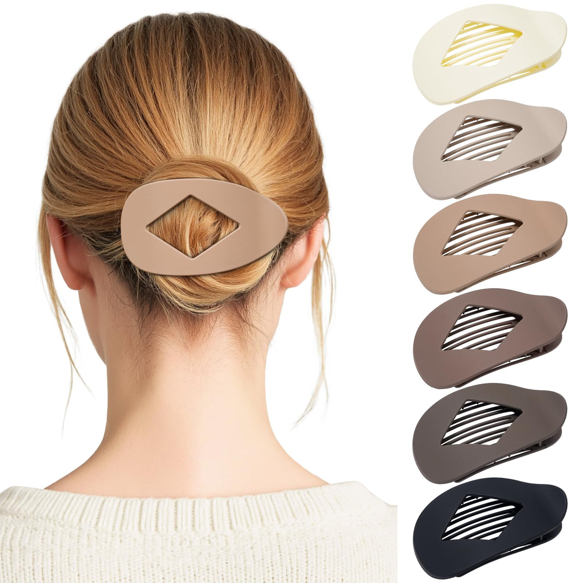 6 PCS Flat Hair Clips for Women, French Medium Non Slip Claw Clips