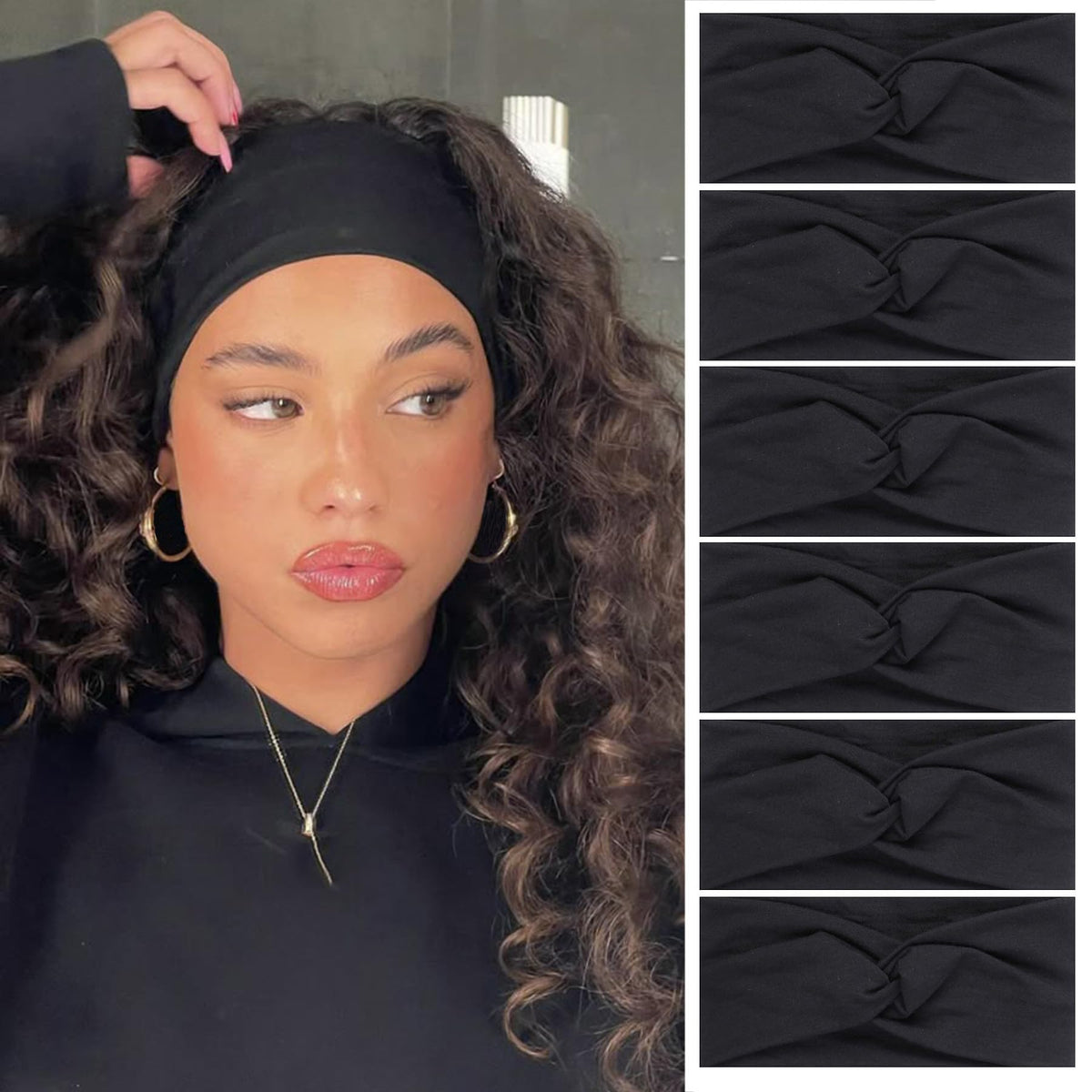 XTREND 6 Pcs Headbands for Women Twisted Cross Elastic Head Bands Yoga Workout Headband Non-Slip Sweat Soft Headbands Solid Color Simple Versatile Hair Accessory Hairbands