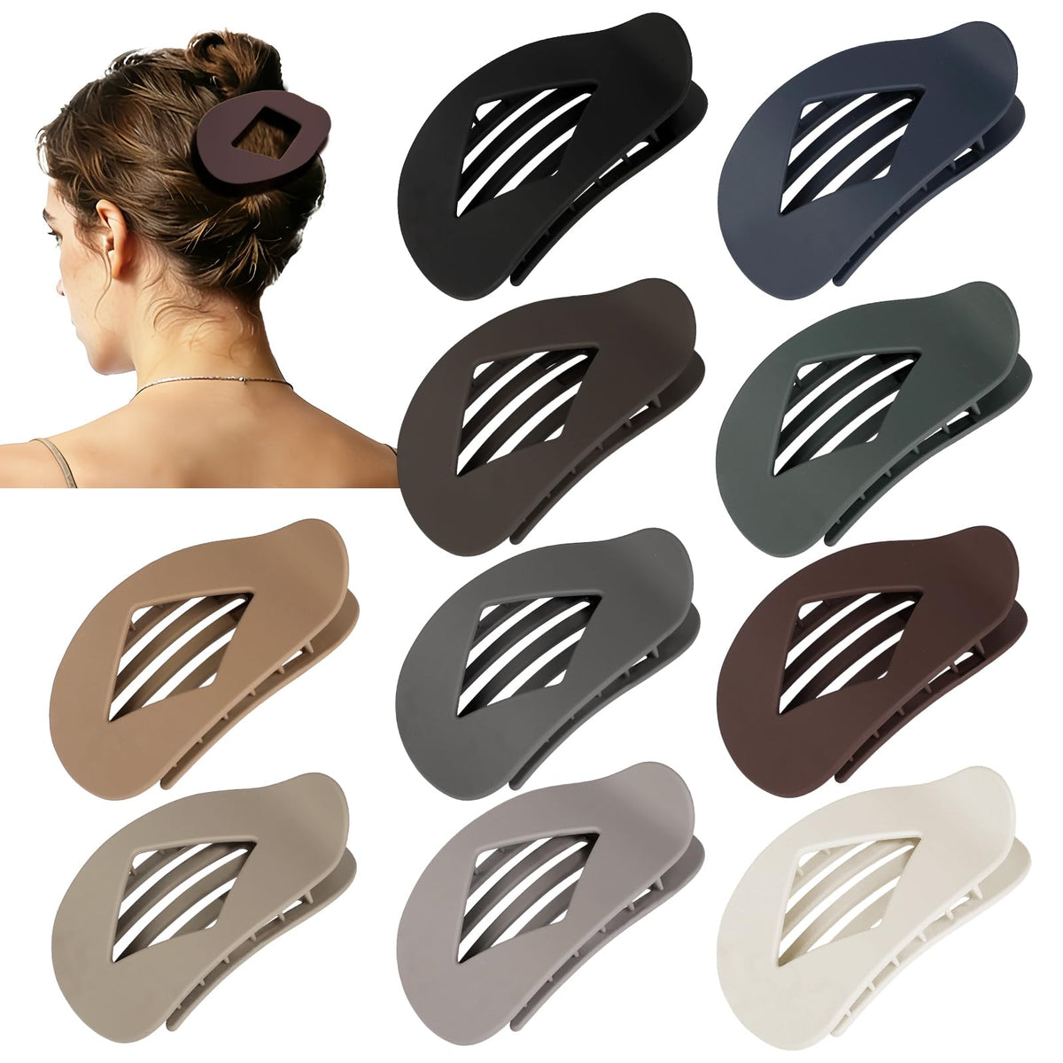10 PCS Flat Hair Clips for Women, 4.2 Inch Large Hair Claw Clips - Leopard