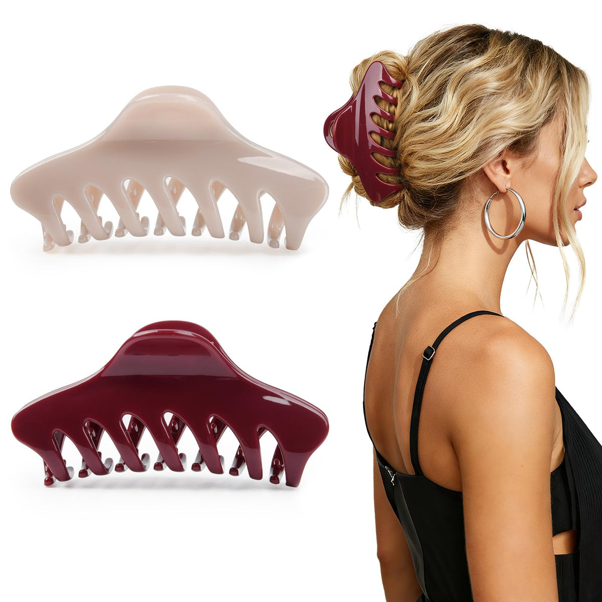 2PCS Hair Claw Banana Clips tortoise Barrettes Celluloid French Design Barrettes celluloid Leopard print Large Fashion Accessories for Women Girls