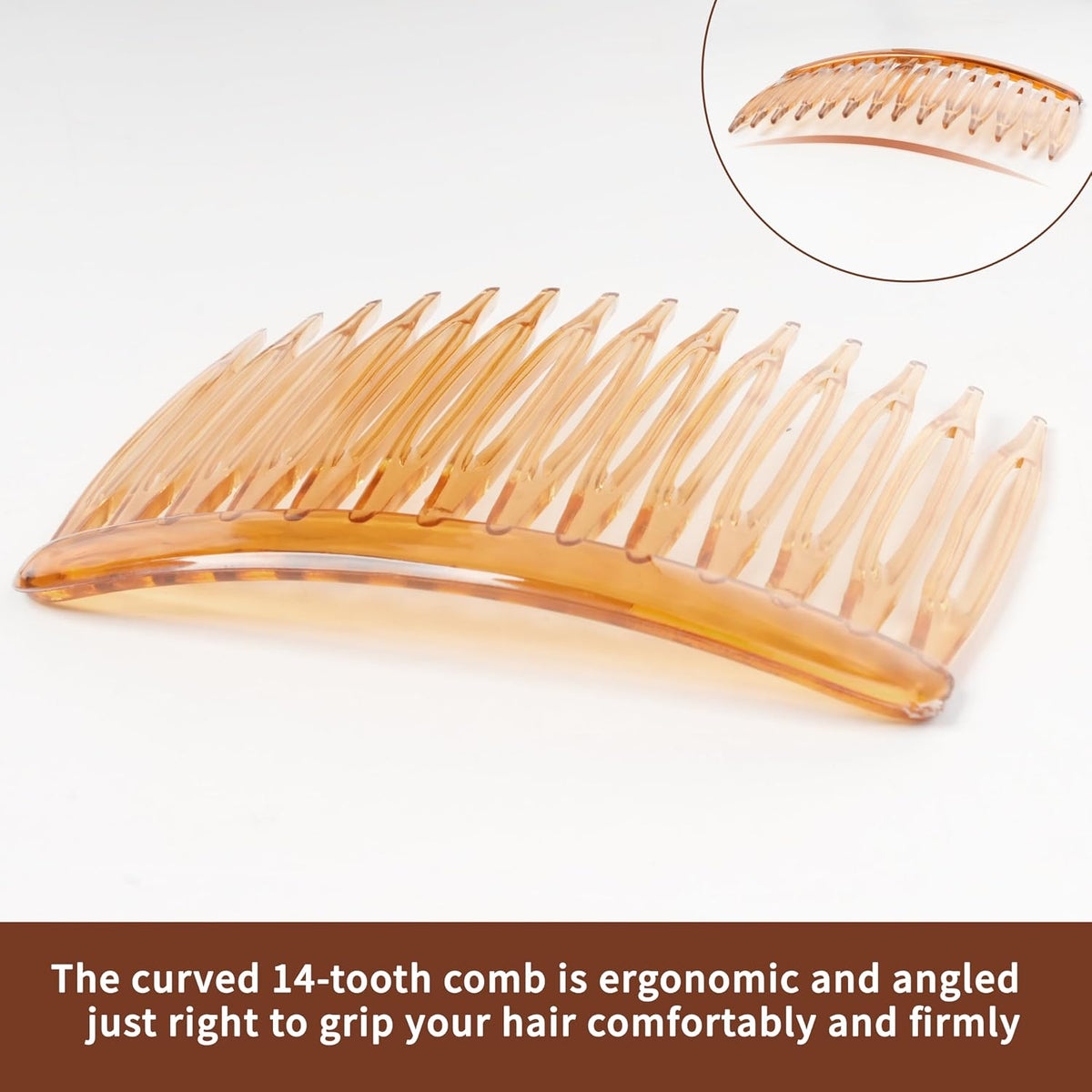 14 Teeth Decorative Hair Side Combs, Black/Transparent/Orange