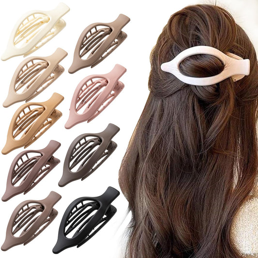 Flat Hair Clips, 9 PCS 4.7 Inch Large Side Slide Volume Duckbill Clips for Women & Girls, Internal Tooth Design, Strong Hold Matte Hair Clips for Thick Hair & Thin Hair,French Concord Clip