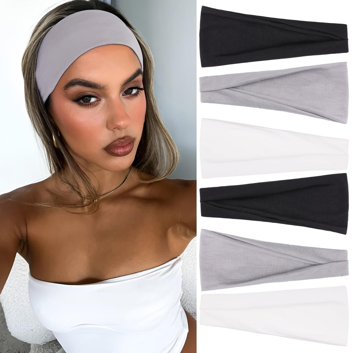 Wide Headbands for Women Trendy Women's Head Bands,6 Packs