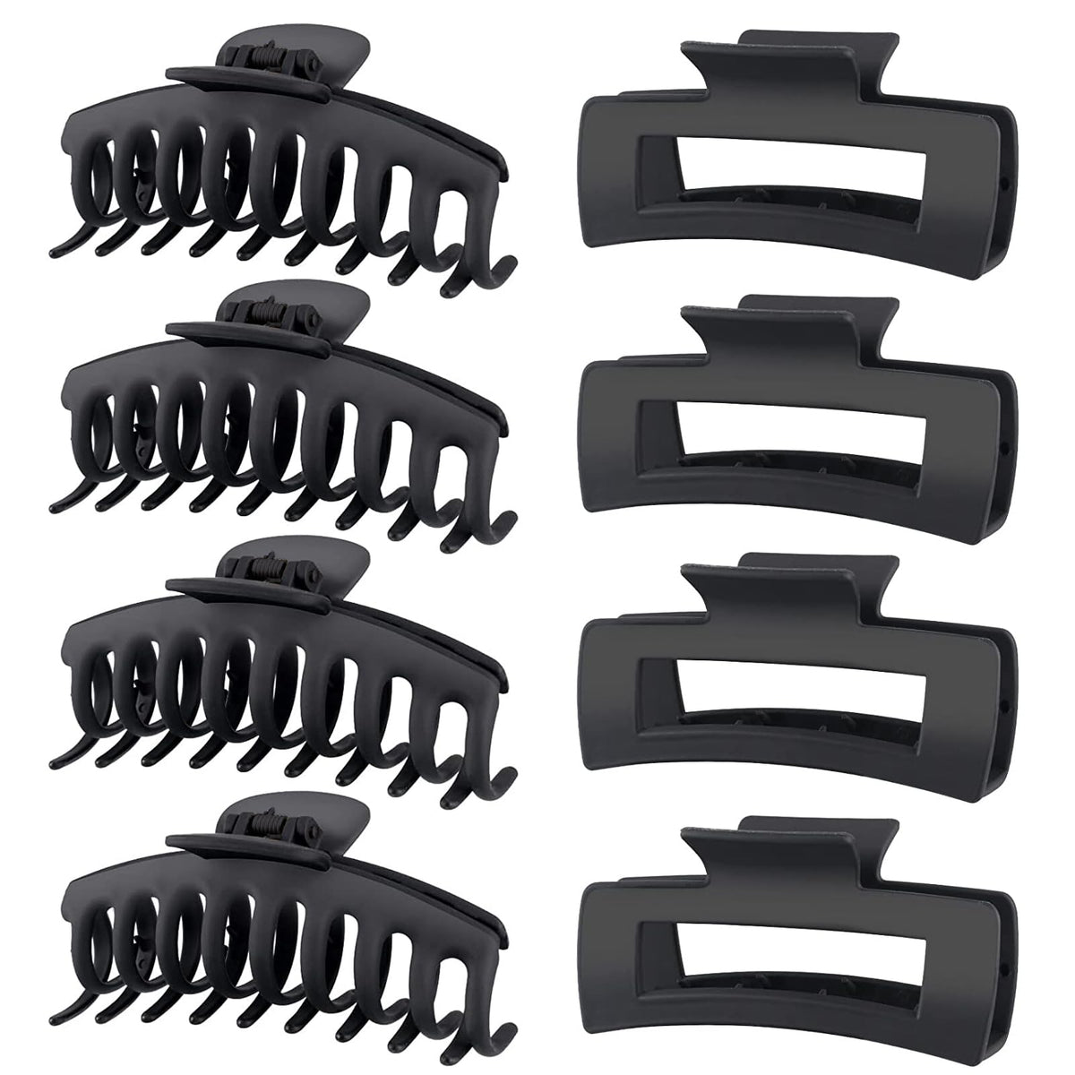 TOCESS 8 Pack Big Hair Claw Clips for Women Large Claw Clip for Thin Thick Curly Hair 90's Strong Hold 4.33 Inch Nonslip Matte Jumbo Jaw Clips (8 Pcs)