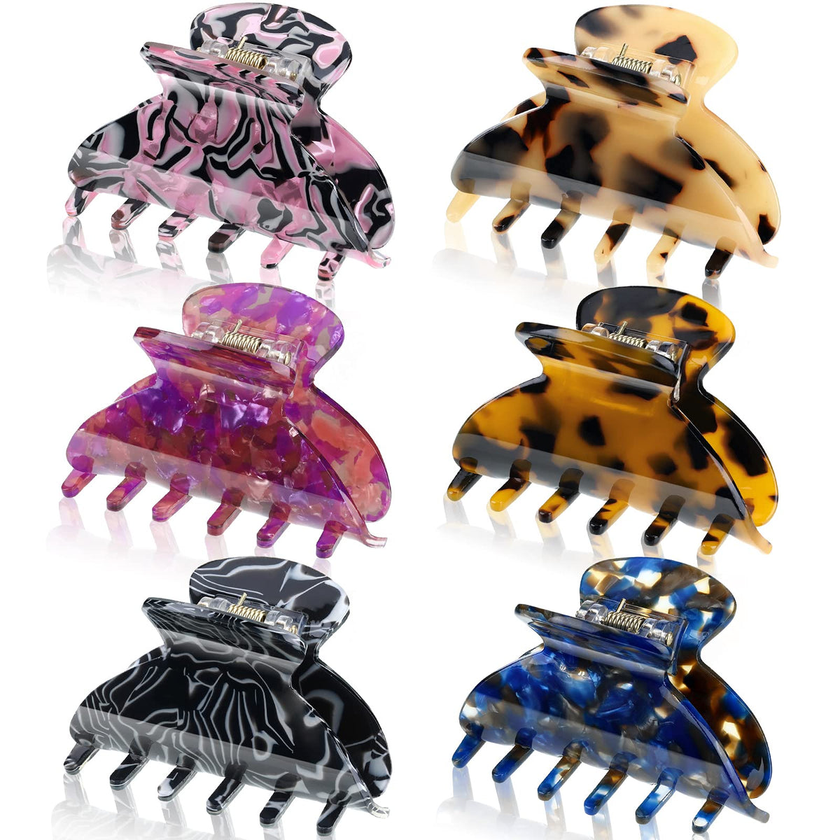 WILLBOND 6 Pcs Medium Hair Claw Clip for Thin Hair Women, Colorful Patterns