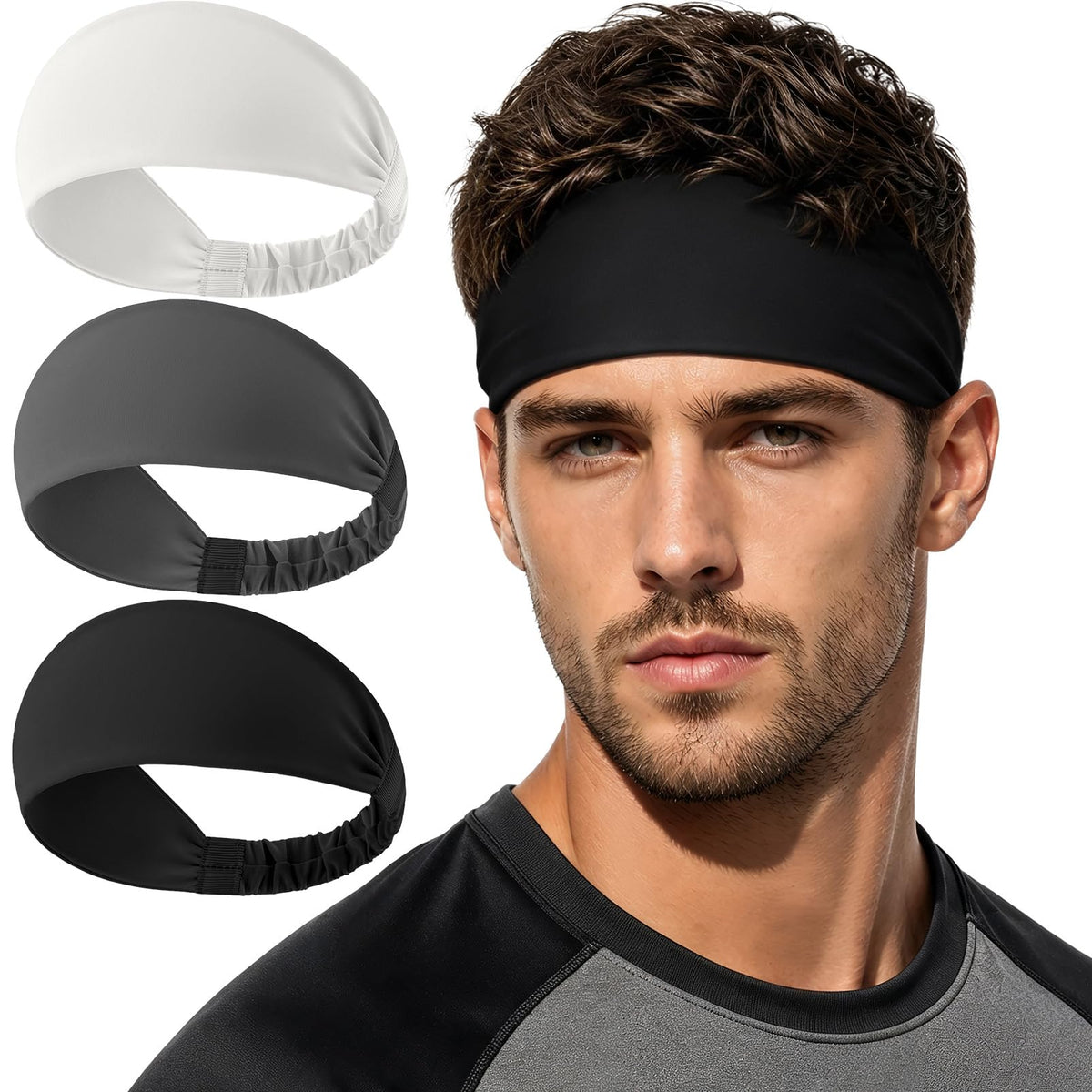 Sweat Band Wide Headband Sports Running Workout Moisture Wicking