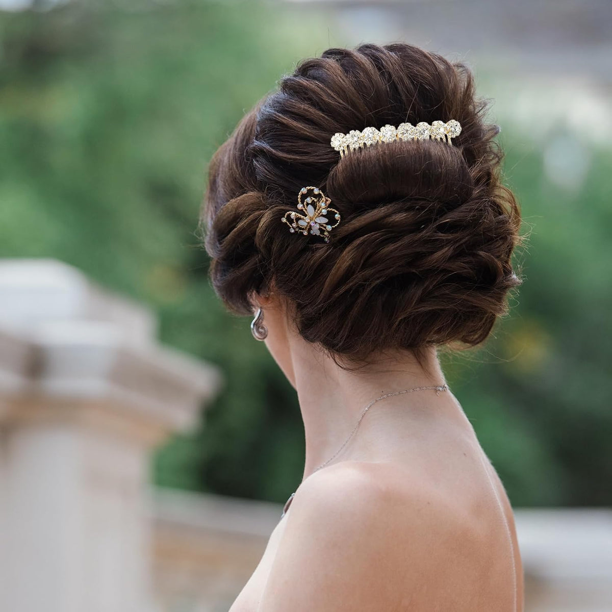 2Pcs Rhinestone Side Hair Combs Hair Combs for Women Accessories Gold Pearl Decorative Hair Comb Bridal Jewelry Clips Comb for Women Bridal Wedding Hairs Accessories