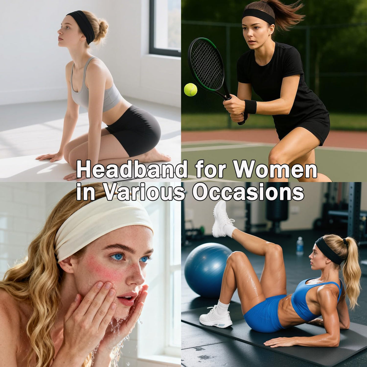 XTREND 6 Pcs Headbands for Women Twisted Cross Elastic Head Bands Yoga Workout Headband Non-Slip Sweat Soft Headbands Solid Color Simple Versatile Hair Accessory Hairbands
