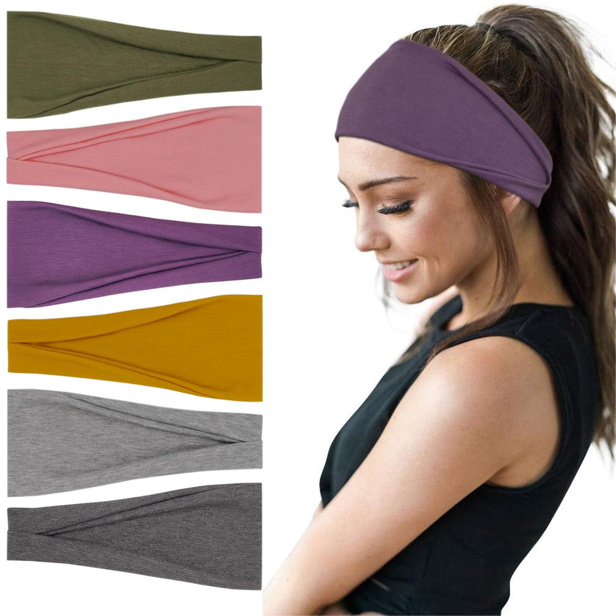 YONUF 6 Pack Headbands for Women, Boho Wide Head Bands & Hair Accessories