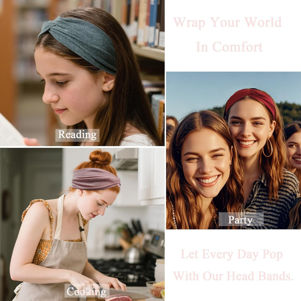 12 Pcs Wide Headbands For Women, Soft Twist Knotted Head bands Set