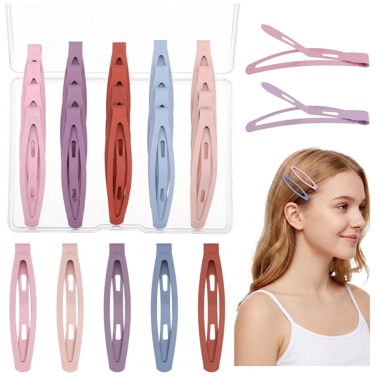 20 Pcs Snap Hair Clips For Women Girls, 2.36 Inch Metal Barrettes