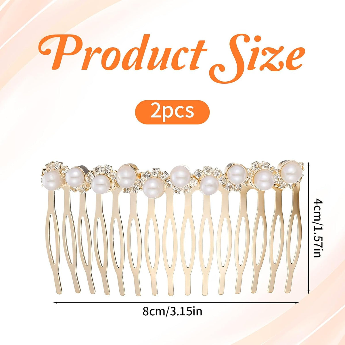 2 PCS Pearl Hair Comb for Women Decorative, Gold Pearl Hair Combs with Rhinestones, Decorative Hair Combs for Women Accessories Bridal Wedding Party Daily Decor