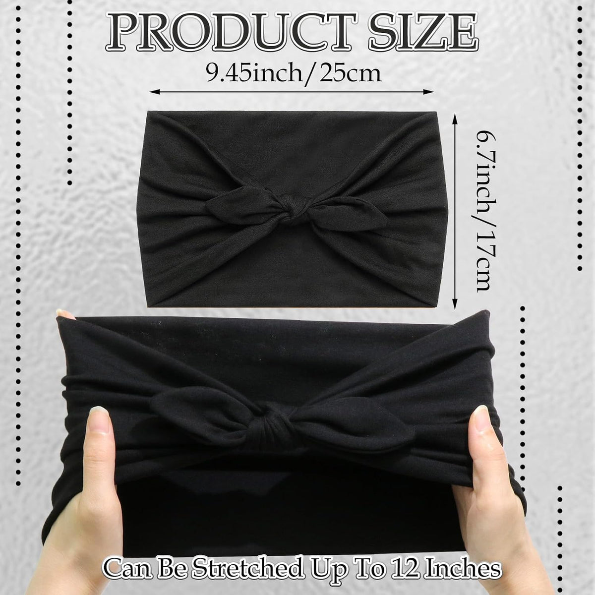 3Pack Black Bow Headbands for Women Boho Wide Head Bands for Women's Hair Valentines Non Slip Elastic Hair Bands Soft Headwraps Workout Yoga Turban Hair Accessories