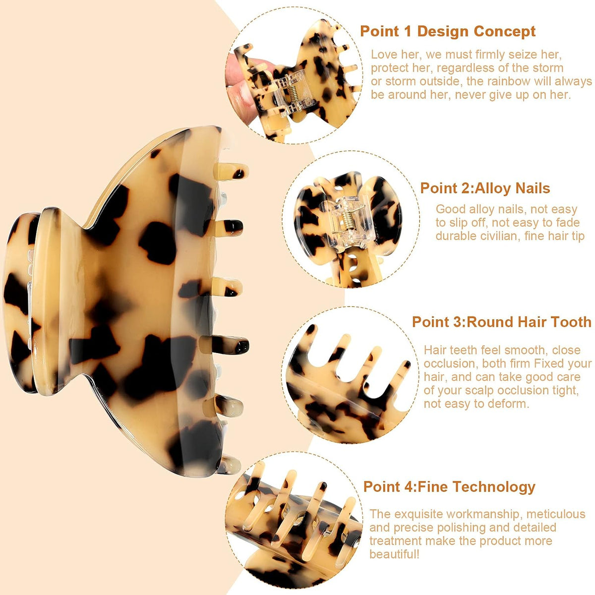 WILLBOND 6 Pcs Medium Hair Claw Clip for Thin Hair Women, Colorful Patterns