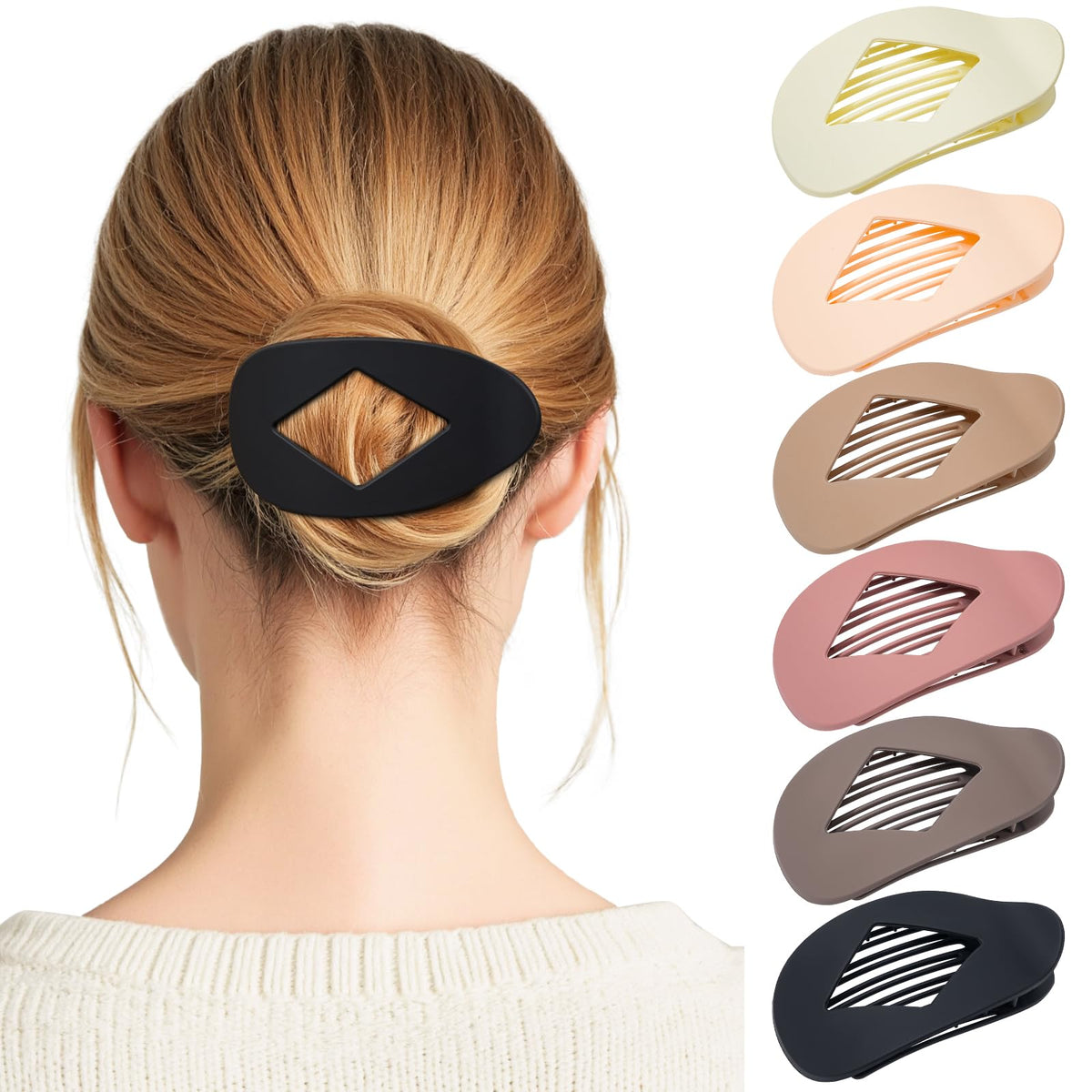 6 PCS Flat Hair Clips for Women, French Medium Non Slip Claw Clips