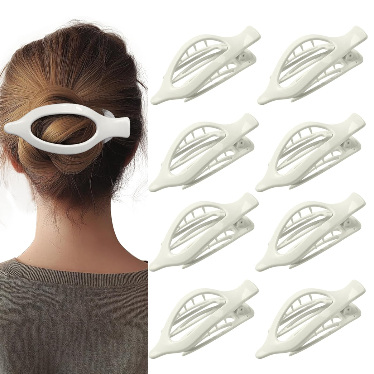 8 Pack Flat Hair Clips for Women,Matte No Crease Flat Claw Clips, Large Strong Hold Barrettes for Thick & Thin Hair, French Duckbill Styling Accessories