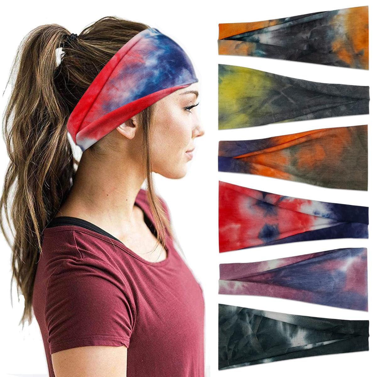 YONUF 6 Pack Headbands for Women, Boho Wide Head Bands & Hair Accessories