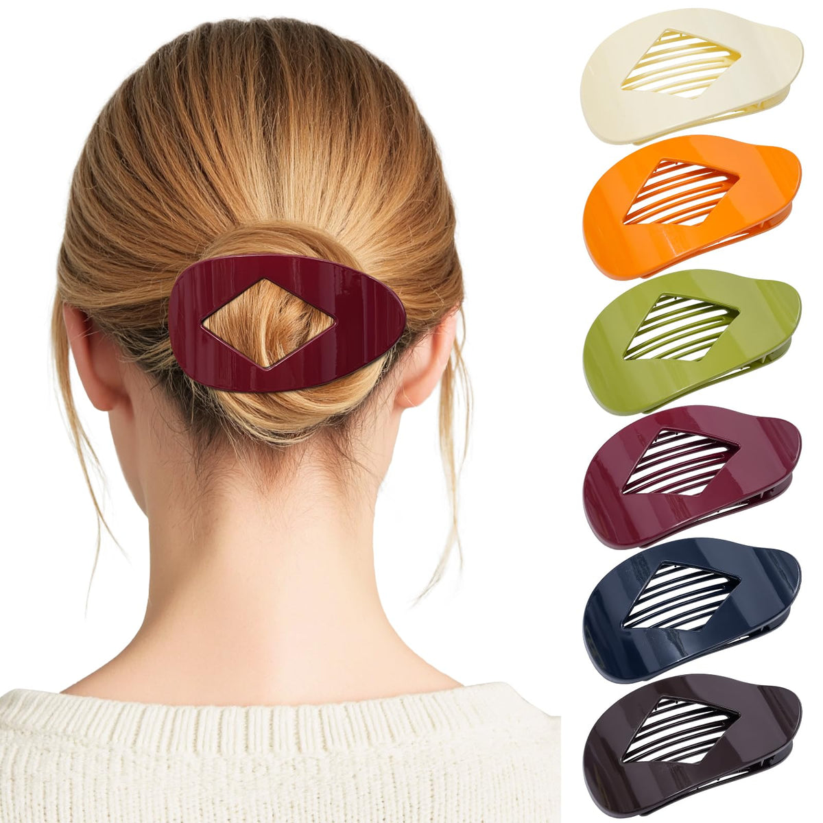 6 PCS Flat Hair Clips for Women, French Medium Non Slip Claw Clips
