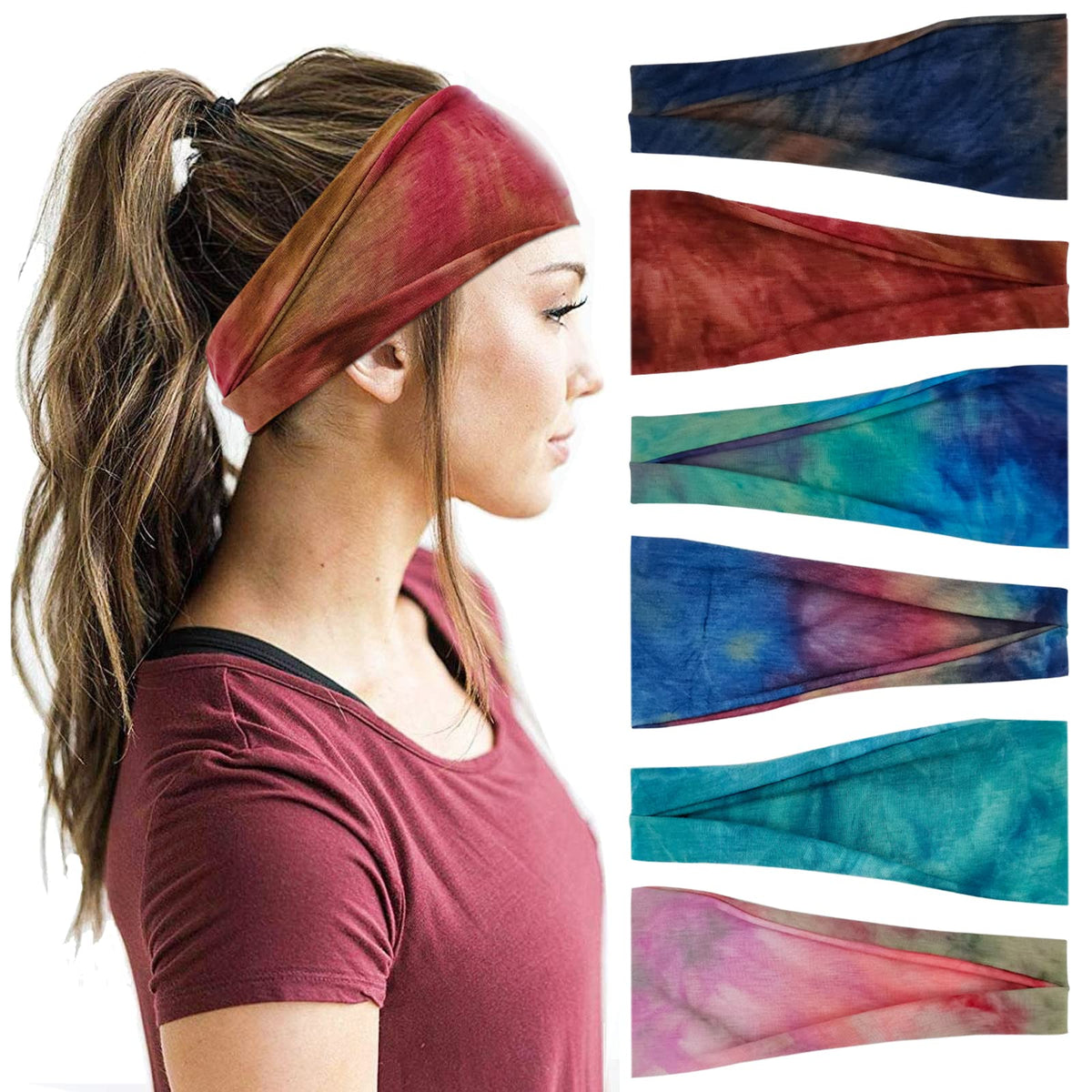 YONUF 6 Pack Headbands for Women, Boho Wide Head Bands & Hair Accessories