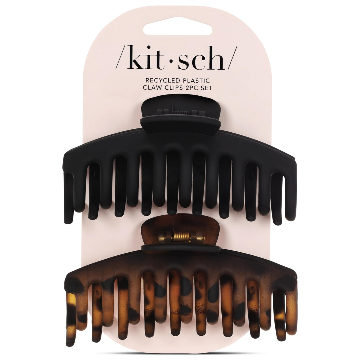 Kitsch Medium Hair Clips for Women - Black and Tort, 2pcs