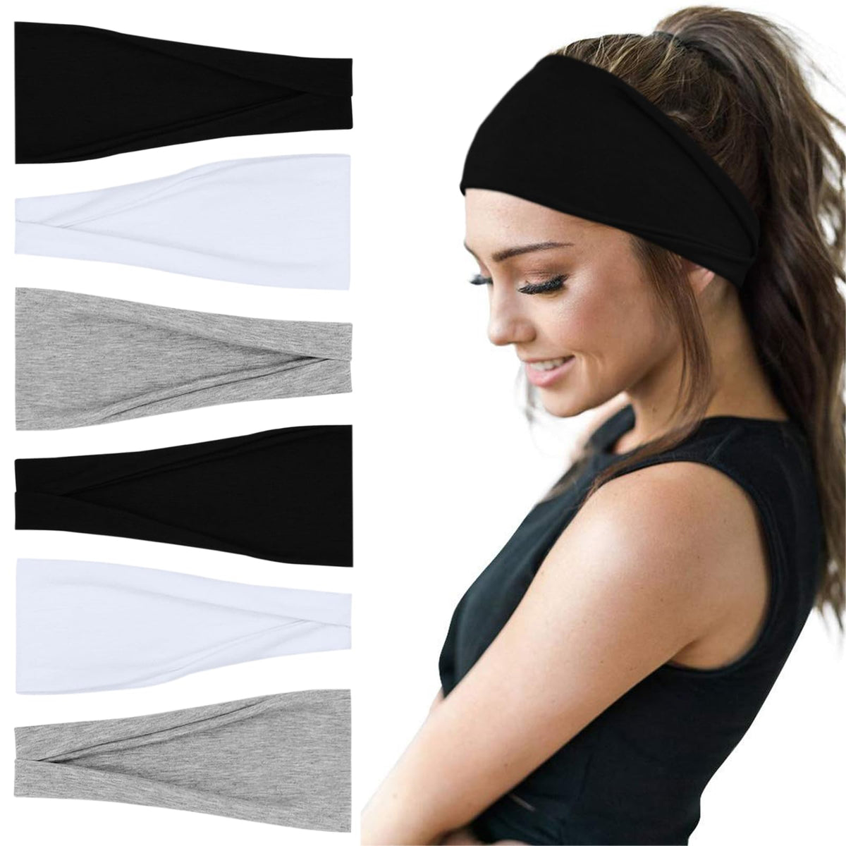YONUF 6 Pack Headbands for Women, Boho Wide Head Bands & Hair Accessories